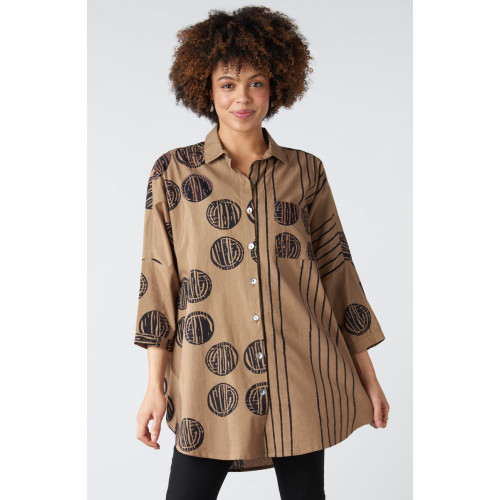 Mandvi Button-Down Oversized Shirt - Shale/Black Mandvi Button-Down Oversized Shirt - Shale/Black